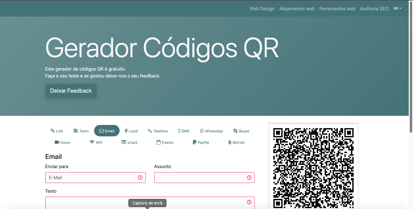 Criar códigos QR